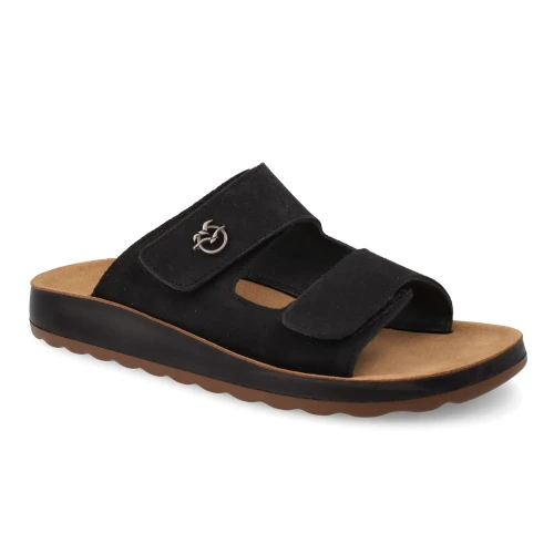 Fly Flot - Leather Man Slipper Black