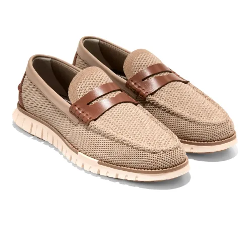 Cole Haan - Zerogrand Remastered Stitchlite Loafers Sesame   Brit Tan   Ivory