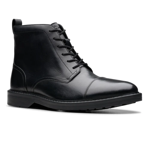 Clarks - Aldwin Cap Black Leather