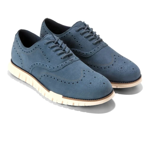 Cole Haan - Zerogrand Remastered Wingtip Oxford Big Dipper Nubuck   Ch Natural   Ivory