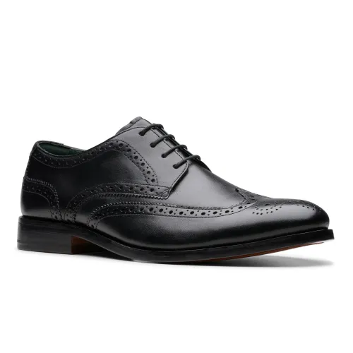 Clarks - Craftjames Tip Black Leather