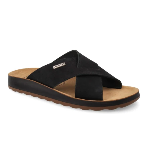 Fly Flot - Leather Man Slipper Black