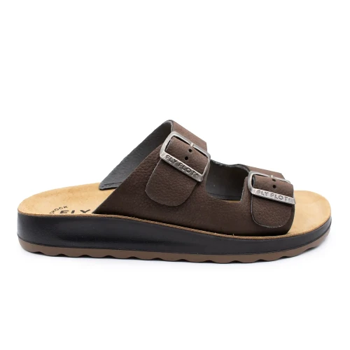 Fly Flot - Leather Man Slipper Dark-Brown