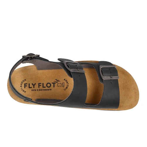 Fly Flot - Leather Man Sandal Black