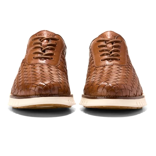 Cole Haan - Zerogrand Remastered Woven Oxfords British Tan   Dark Natural   Ivory