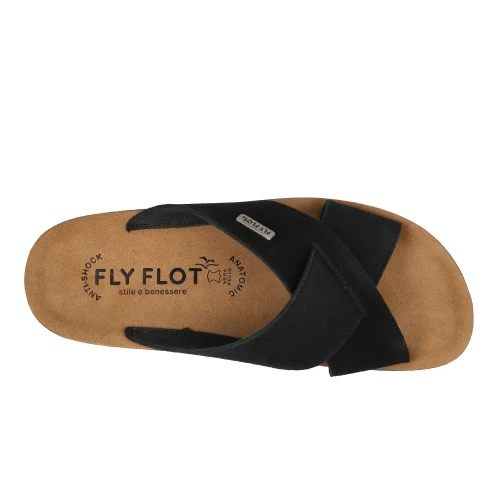 Fly Flot - Leather Man Slipper Black