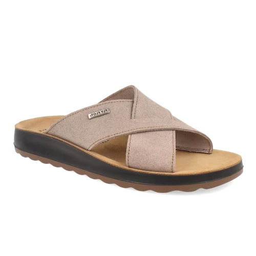 Fly Flot - Leather Man Slipper Taupe