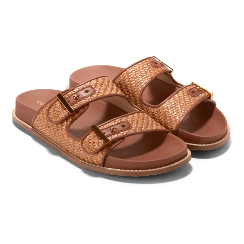 Cole Haan - Marisol Footbed Sandals Tan Raffia Ch Dk Cuoio Ltr