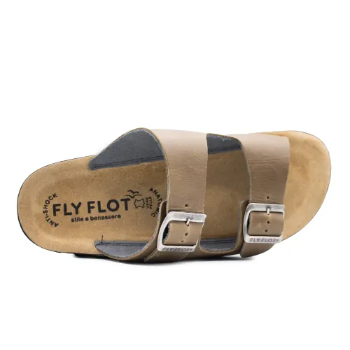 Fly Flot - Leather Man Slipper Taupe