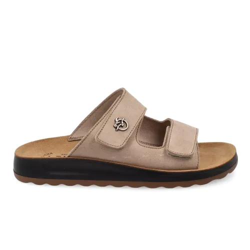 Fly Flot - Leather Man Slipper Taupe