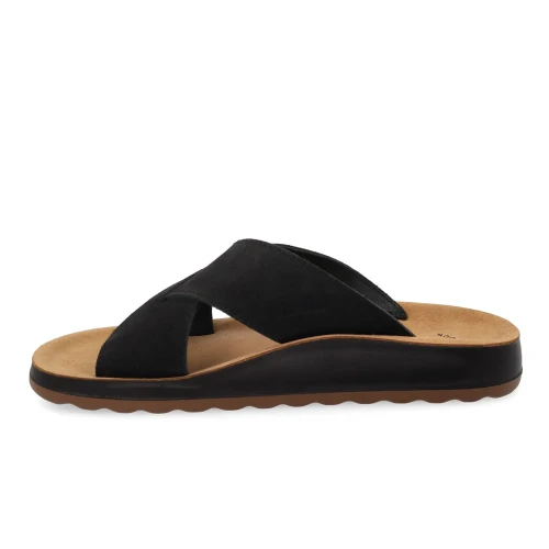 Fly Flot - Leather Man Slipper Black