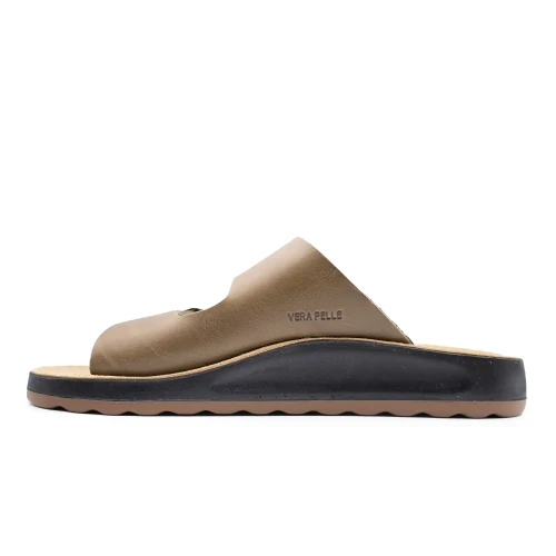 Fly Flot - Leather Man Slipper Taupe