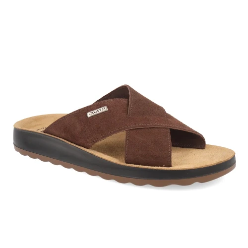 Fly Flot - Leather Man Slipper Dark-Brown