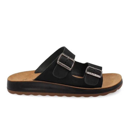 Fly Flot - Leather Man Slipper Black
