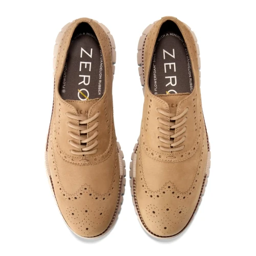 Cole Haan - Zerogrand Remastered Wingtip Oxford Orzo Nubuck   Dk Cuoio   Lt Sesame