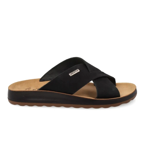 Fly Flot - Leather Man Slipper Black