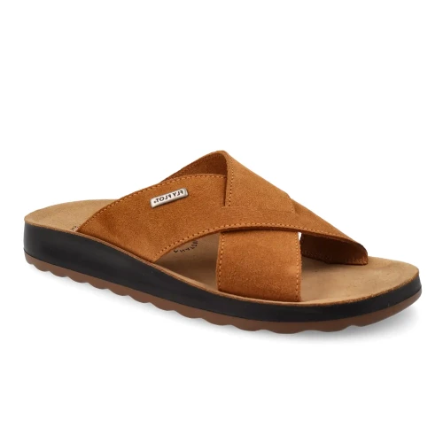 Fly Flot - Leather Man Slipper Tan