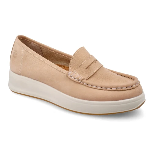 Fly Flot - Leather Woman Shoe Beige
