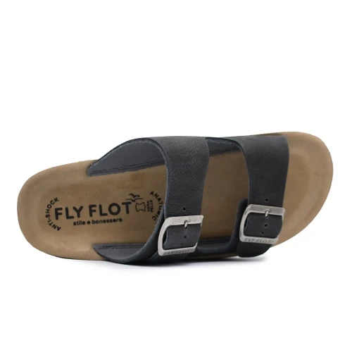 Fly Flot - Leather Man Slipper Black
