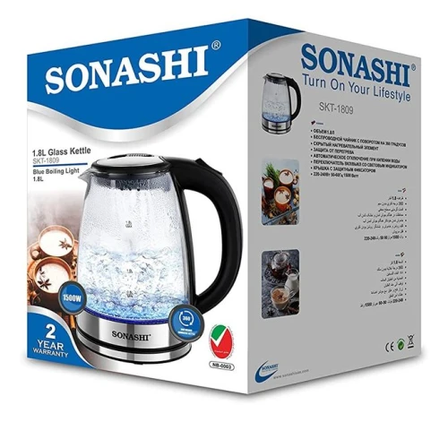 BOUILLOIRE EN VERRE SONASHI 1500W SKT-1809