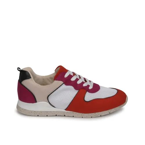 BASKETS ANDRÉ FEMME ADO CUIR ROUGE BEIGE