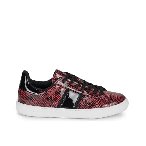 BASKETS ANDRÉ FEMME FRISBEE CUIR BORDEAU NOIR