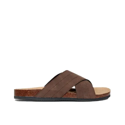 MULES THREADBARE ATLANES HOMME CUIR CHOCOLATE