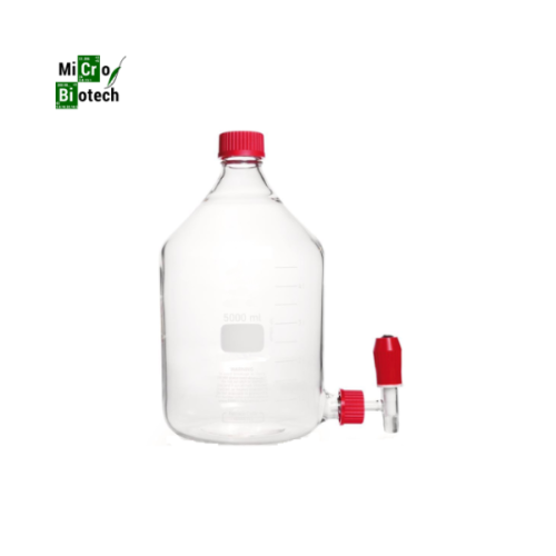 Bonbonne en verre avec robinet - Volume: 5L, Couleur: Blanc (Transparent)