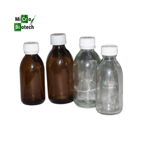 Flacons en verre stériles avec bouchons - Couleur: Brun (Marron), Volume: 125ml