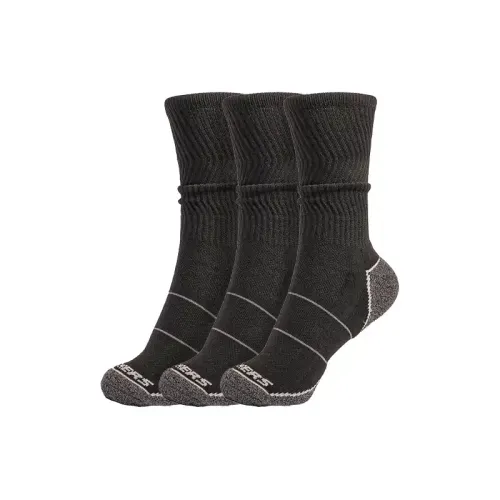Skechers - 3Pk Mens Extended Terry Work Crew Black