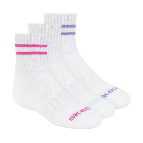 Skechers - 3PK GIRLS 1/2 TERRY HIGH QTR CREW