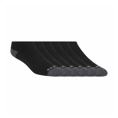 Skechers - 6Pk Womens Full Terry No Show Black