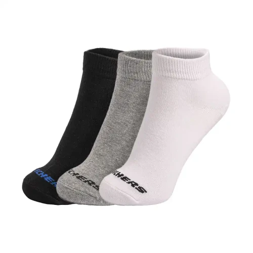 Skechers - 3Pk Unisex Non Terry Qtr Crew – Flat Knit White / Blue