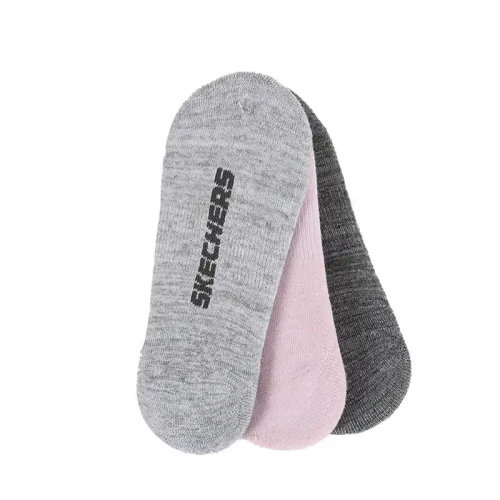 Skechers - 3Pk Womens 1/2 Terry Super No Show Pink / Grey