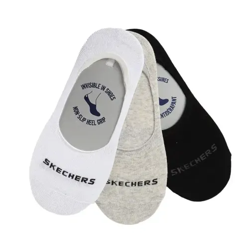 Skechers - 3Pk Mens Non Terry Liner White / Grey