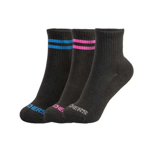 Skechers - 3Pk Womens 1/2 Terry Qtr Crew Black / Blue