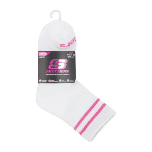 Skechers - 3PK GIRLS 1/2 TERRY HIGH QTR CREW