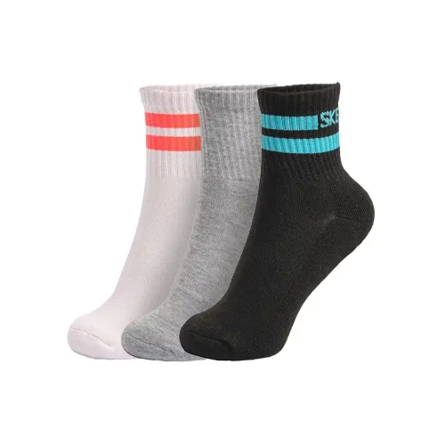 Skechers - 3Pk Womens 1/2 Terry Qtr Crew White / Bright Pink