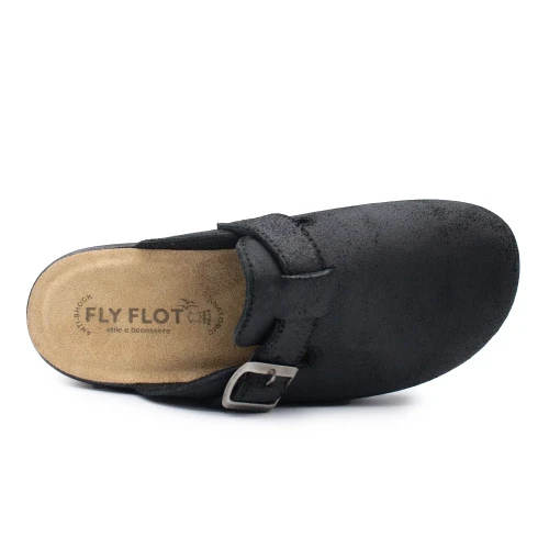 Fly Flot - Leather Man Slipper Black
