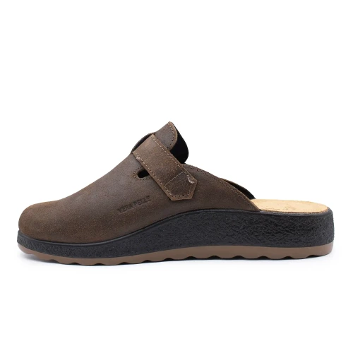 Fly Flot - Leather Man Slipper Dark Brown