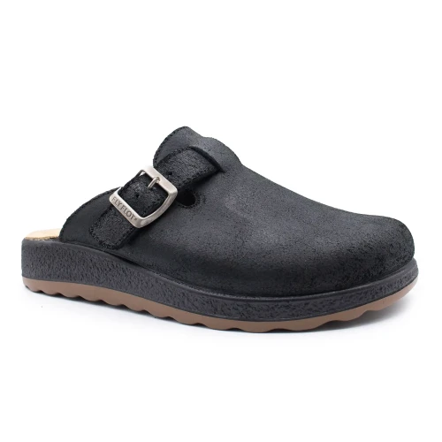 Fly Flot - Leather Man Slipper Black