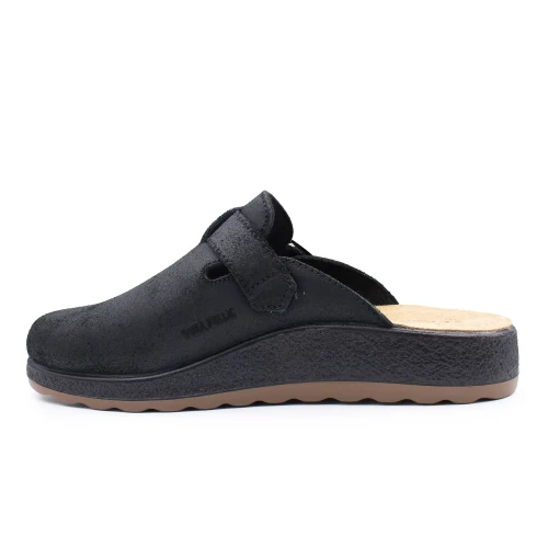Fly Flot - Leather Man Slipper Black