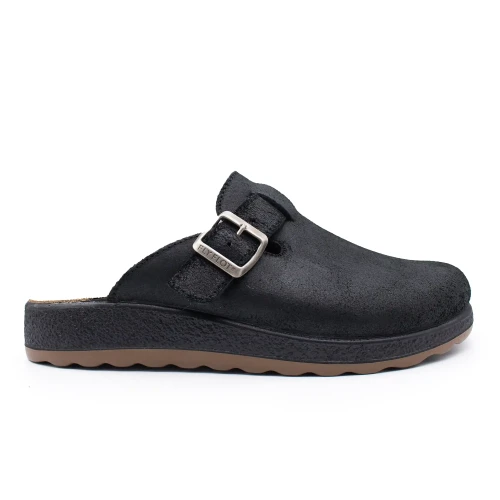 Fly Flot - Leather Man Slipper Black