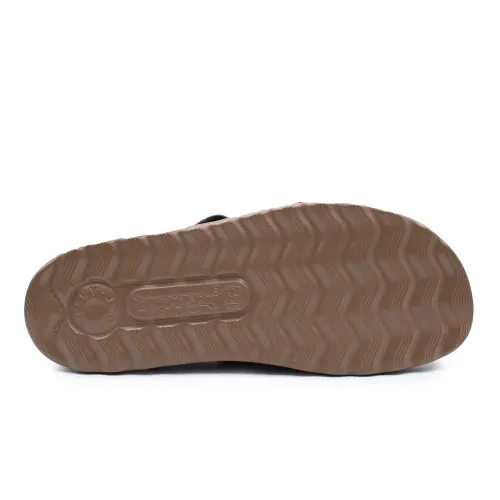Fly Flot - Leather Man Slipper Dark Brown