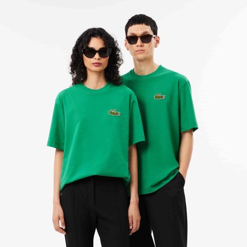 Lacoste T-shirt loose fit coton épais avec badge