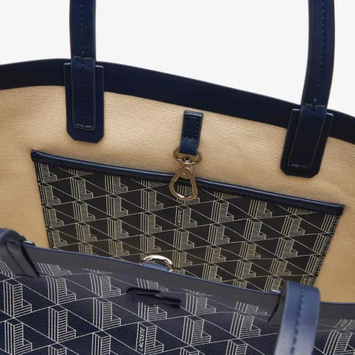 Lacoste Sac cabas Zely moyen monogramme en toile enduite