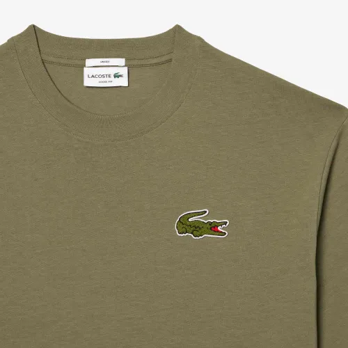 Lacoste T-shirt loose fit coton épais avec badge