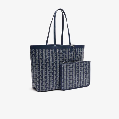 Lacoste Sac cabas Zely moyen monogramme en toile enduite