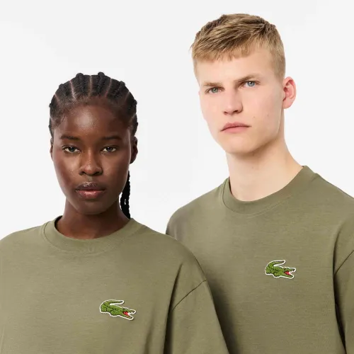 Lacoste T-shirt loose fit coton épais avec badge