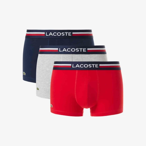 Lacoste Lot de 3 boxers courts ceinture tricolore